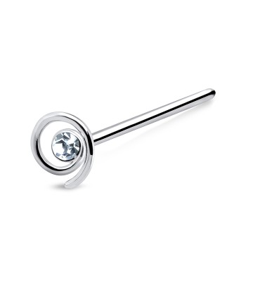 Round Stone Straight Nose Stud Silver NSKA-09